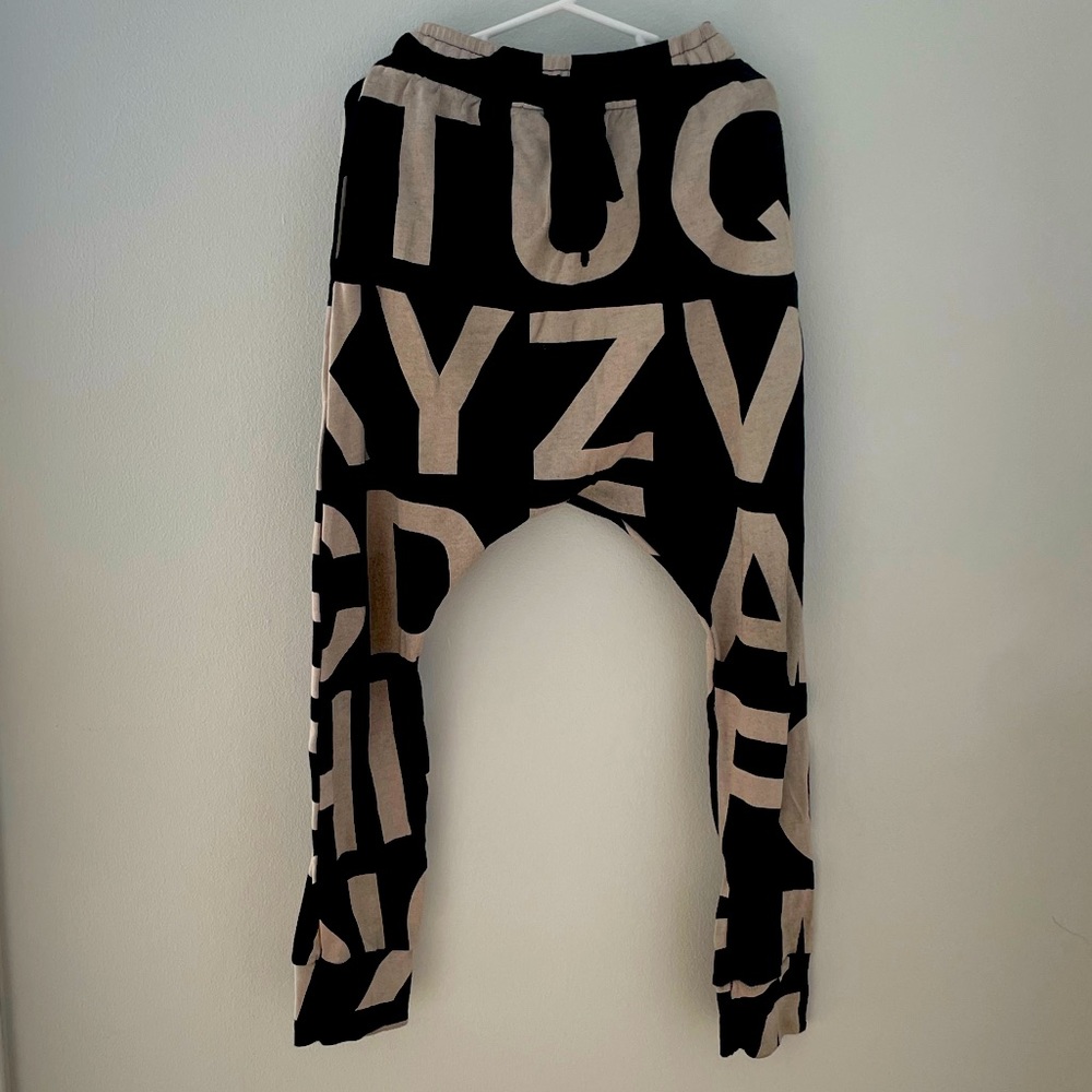 Nununu Alphabet Harem Sweatpants Sz 8-9